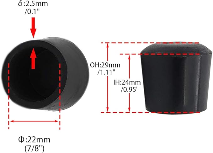 Flyshop 7/8", 22 mm, Patio Round Chair Leg Caps, Furniture Table Feet Covers Floor Protectors, Anti-Skid Durable Thick Rubber Leg Tips, 8 Pack, Black - Image 2