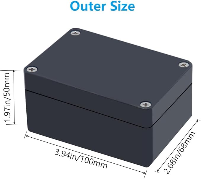 Outdoor Waterproof Junction Box IP67 Project Box ABS Black Electrical Boxes Electronic Enclsoure for DIY Project 3.9 x 2.7 x 2 inch (100x68x50mm) - Image 3