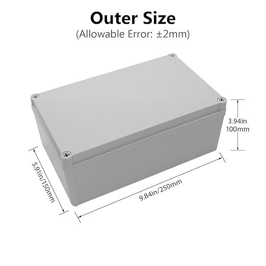 LeMotech Junction Box IP67 Waterproof Dustproof ABS Plastic Project Box for Electrical Outdoor Enclosure Gray 9.8 x 5.9 x 3.9 inch (250 x 150 x 100 mm) - Image 2
