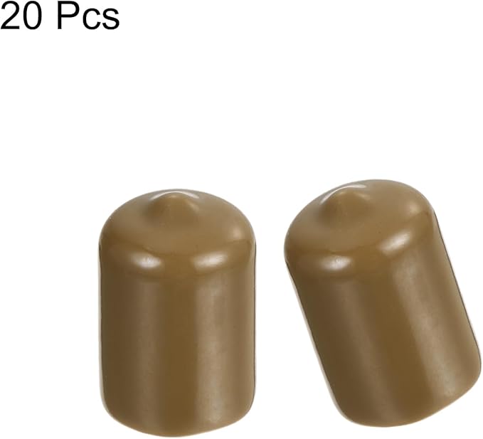 uxcell 20pcs Rubber End Caps 14.5mm ID Vinyl PVC Round Tube Bolt Cap Cover Screw Thread Protectors Light Brown - Image 2