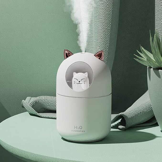 Portable Small Humidifier, 300ml Mini Cool Mist Humidifier with Night Light, USB Personal Humidifier Auto Shut-Off, Ultra-Quiet, 2 Spray Modes, Suitable for Home Office Travel(white) - Image 3