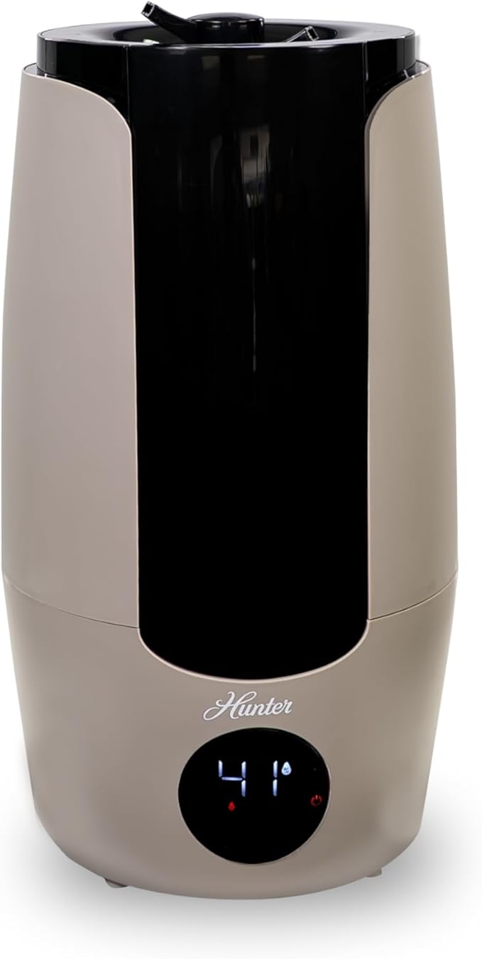 HHU400 Hunter Aspire Series Ultrasonic Humidifier (8.3L) - Vibration Technology Humidifier with Long Lasting Mist for Large Spaces - Extension Wand & 360 Degree Nozzle for Even Distribution - Taupe by HunterFanCompany