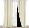 NICETOWN Warm Curtains for Winter, Thermal Insulated 100% Blackout Sound Proof Drapes with Black Backing, Full Light Blocking Panels for Patio Sliding Door (Beige, 1 Pair, 52 inches x 108 inches) by NICETOWN