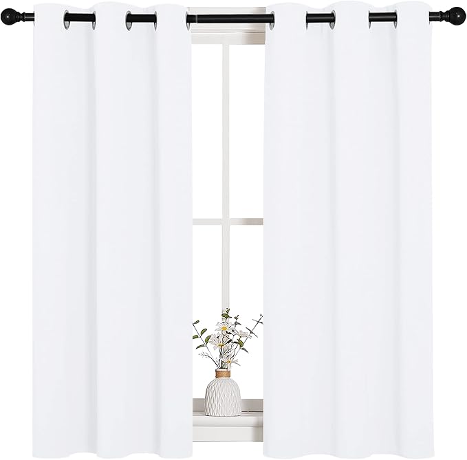 NICETOWN Draperies Curtains Panels, Blocking Out 50% Sunlight Window Treatment Curtains, Grommet Top Small Window Drapes for Bedroom (2 Panels, 34 by 45, White) - Image 8