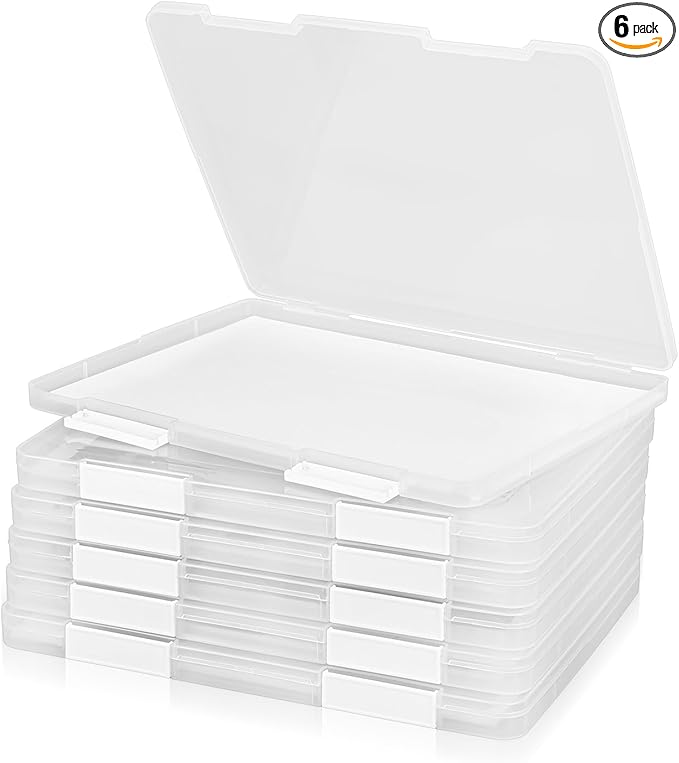 6 Pack A4 File Portable Project Case, Plastic Storage Box for Letter A4 Paper, Clear Paper Organizer Storage Box, Scrapbook Papers Storages Boxes, Portable Document Holder with Buckle by Unknown