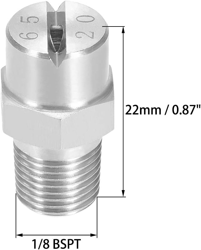uxcell Flat Fan Spray Tip - 1/8BSPT Male Thread 304 Stainless Steel Nozzle - 65 Degree 2.8mm Orifice Diameter - 2 Pcs - Image 2