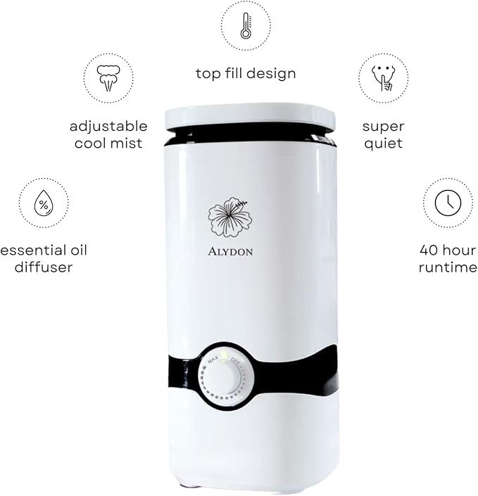 Cool Mist Humidifiers - Essential Oil Top Fill Humidifier Cool Ultrasonic Humidifier Quiet Air Diffuser for Large Room & Easy to Clean with Filter & Oil Diffuser Plant Bedroom Humidifier - Image 6