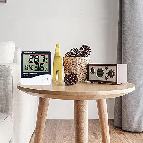 HTC-1 Digital Hygrometer Indoor Thermometer Clock/Alarm Humidity Meter Room Thermometer with Temperature and Humidity Monitor Mini Hygrometer Outdoor - Image 6