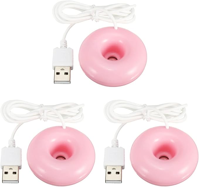 3pcs Mini Portable Donuts Humidifier Float for Home Travel Cute Desktop Auto Shut-off for Bedroom Office Yoga Pink by Unknown