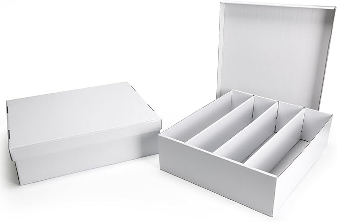 Calenzana 3200-Count Trading Cardboard Card Storage Boxes 2 Pack, 4 Row White Card Box with 32 Dividers, Baseball, MTG, TCG Card Organizer - Image 7