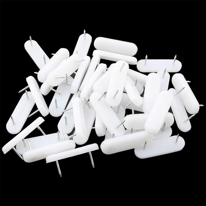 40pcs Plastic Head Double Pins Multifunctional Furniture Chair Leg Feet Pads Glide Nails Nylon Moisture Proof and Wear-Resisting Silencer Furniture Accessories, White - Image 3