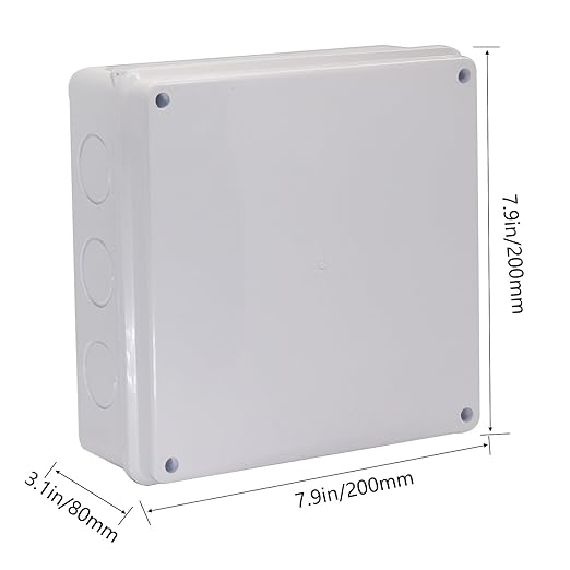 Junction Box Dustproof Waterproof IP65 ABS Plastic Electrical Boxes, Indoor & Outdoor Electrical Power Cord Enclosure Universal Project Box DIY Case White 7.9 x 7.9 x 3.1 inch (200x200x80mm) - Image 2