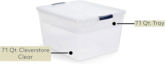Rubbermaid Cleverstore 74 Qt Clear Storage Bins with Lids and Nesting Tray, 4-Pack, Stackable, BPA-Free, Made in USA - Image 7