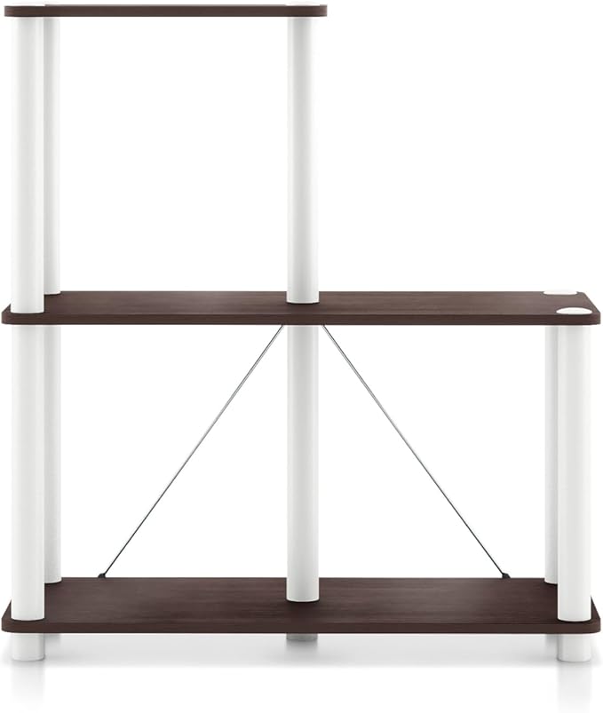 Homes: Inside + Out Apexa Modern 3-Cube Ladder Shelving Units, Collectibles Display Shelves, Easy Assembly Standing Shelf, Home Storage Organizer for Living Room, Bedroom, Office, Espresso - Image 11
