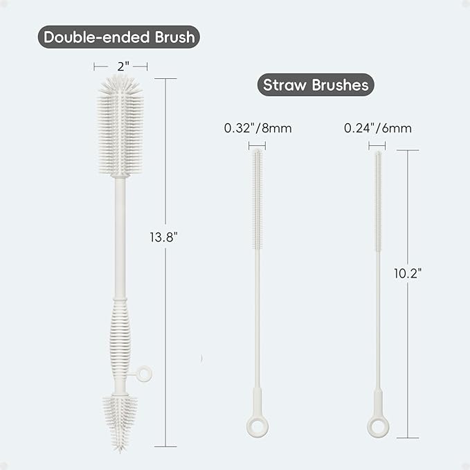 Silicone Cleaning Brush Kit,Water Bottle and Straw Cleaner Brush Set for Tumbler,Baby Bottle,Breast Pump Part,Nipple,Sippy Cup,Glass,Dishwasher Safe,BPA Free,3 Pcs - Image 7