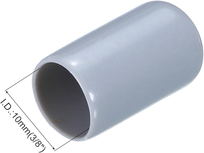 uxcell 20pcs Rubber End Caps 10mm(3/8") ID Vinyl PVC Round Tube Bolt Cap Cover Screw Thread Protectors Grey - Image 3
