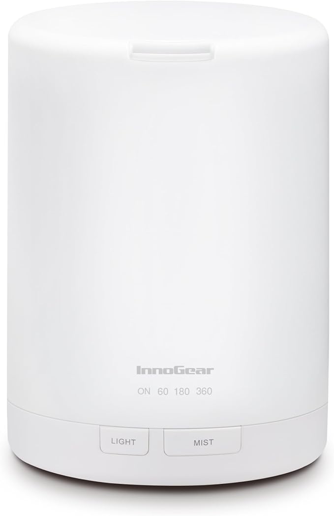 InnoGear 300ML Essential Oil Diffuser, Premium 5-in-1 Ultrasonic Aromatherapy Diffusers Scent Humidifier Aroma Diffuser Vaporizer Auto-Off Timer for Room Office Home, Basic White, Medium by InnoGear