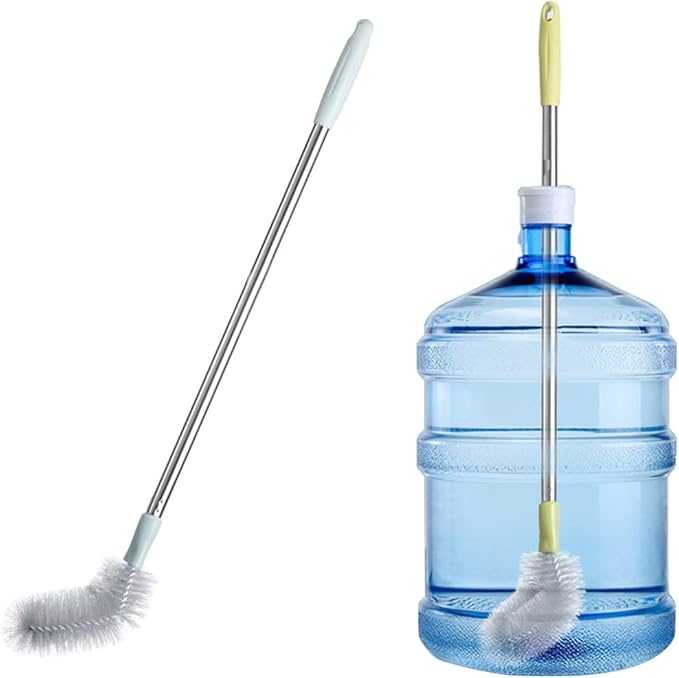 2 Pack 28" Long Bottle Brush, 3 & 5 Gallon Bottle Cleaner Brush, Nylon Bristles and Stainless Steel Handle Bendable Replaceable Brush Head Bottle Cleaning Brush by kehail