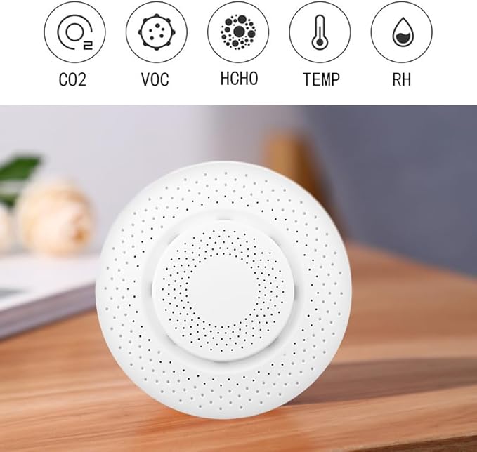 Zigbee Smart Air Detector, Formaldehyde HCHO/VOC Detector, CO2, Temperature, Humidity Monitoring, 5 in 1 Tester, for Household, Office,Hotel.ZigBee Hub Required. - Image 2