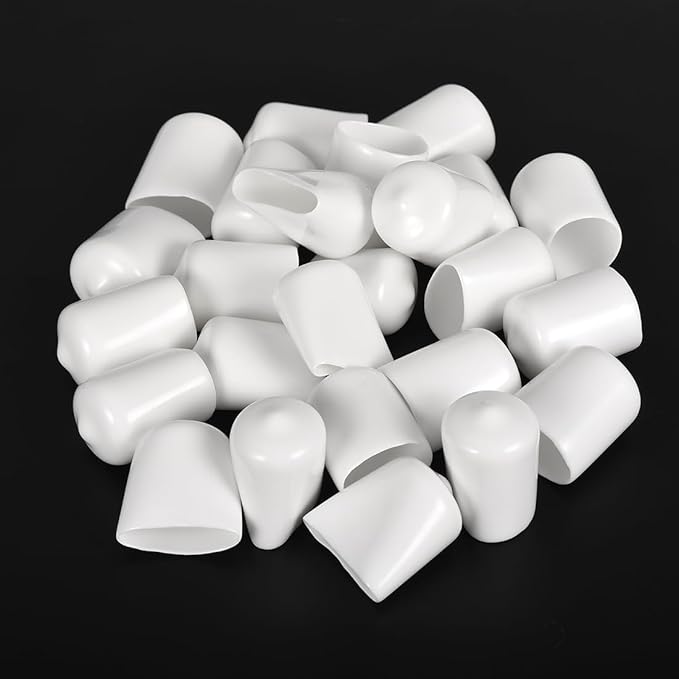 uxcell 20pcs Rubber End Caps 15mm ID Vinyl Round End Cap Cover Screw Thread Protectors White - Image 4
