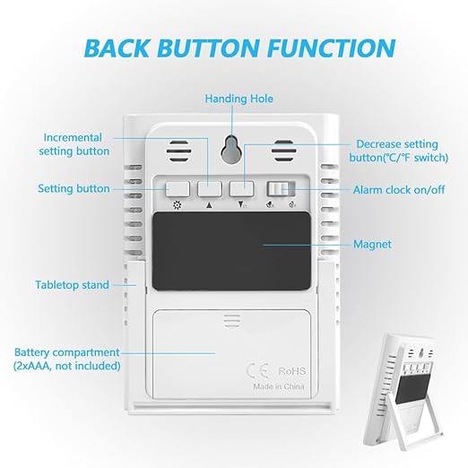 Digital Indoor Thermometer for Room, Smart Temperature Humidity Monitor with Backlight, Comfort Indicator, Max/Min Record, Time, Calendar, Alarm, °c/°f Switch for Bedroom, School - Image 7