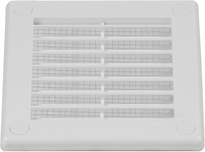 5-Pack 4" x 4" (Outer Size) Square Air Vent Cover – White Plastic Vent Deflector - Screen Mesh, Surface Mount Wall Ceiling – Cold Air Return Soffit Air Vent Cover - Register Indoor Outdoor - Image 8