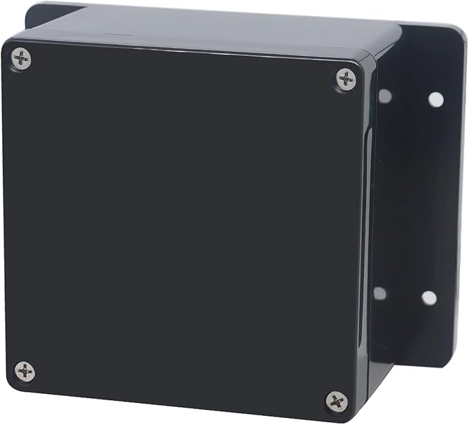 Project Box ABS Plastic Black Electrical Boxes IP65 Waterproof DIY Electronic Junction Box Power Enclosure with Fixed Ear 4.7x4.7x3inch (120x120x75 mm) by Otdorpatio