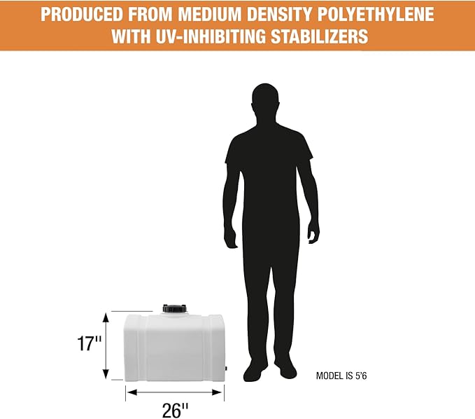 RomoTech 82123899 Polyethylene Domed Reservoir Water Tank, 26 gallon, Made In The USA Poly Tank For Water and Non-Flammable Liquids, Rust and Corrosion Proof - Image 8