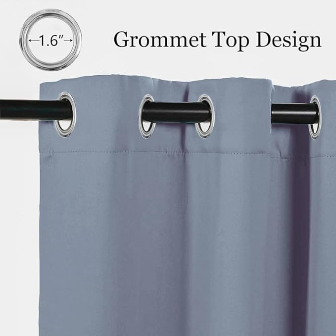 MYSKY HOME Blue Blackout Curtains for Living Room, 95 Inch Long Grommet Room Darkening Curtain for Bedroom, Amazing Triple Weave Thermal Insulated Curtain, 1 Curtain Panel, 52 x 95 Inch, Dusty Blue - Image 2