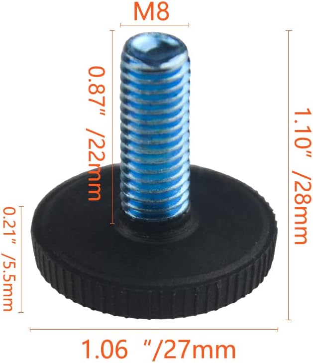 TOVOT 24PCS M8×1.25mm(Pitch) Furniture Leveling Feet Table Feet Screw on Adjustable Furniture Levelers for Chair Cabinet Sofa - Image 2