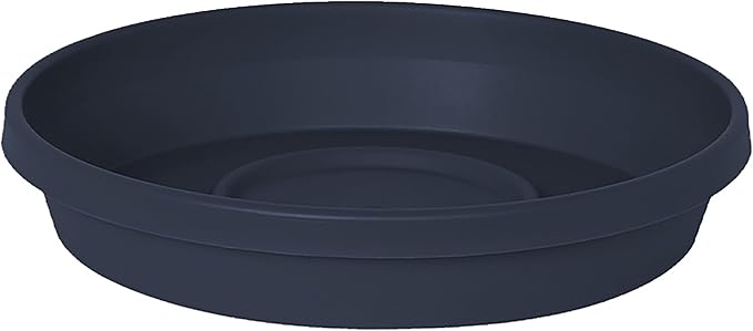 Bloem Terra Resin Saucer Tray: 4.75" Bottom Width - Navy Blue - Matte, Durable, Ribbed Bottom, Indoor and Outdoor, Fits 6" Terra Pots by Bloem