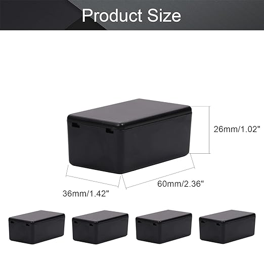 Fielect 8Pcs Dustproof Electronic Junction Box Plastic Enclosure Project Box for Electronic Projects ABS Black 2.36 x 1.42 x 0.98 inch - Image 2