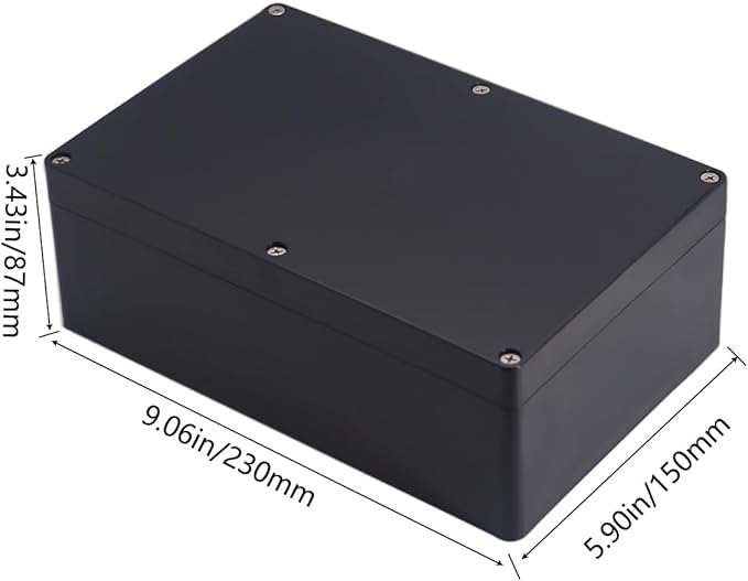 Project Box IP65 Waterproof Junction Box ABS Plastic Black Electrical Boxes DIY Electronic Project Case Power Enclosure 9.06x5.91x3.35 inch (230x150x87 mm) - Image 2