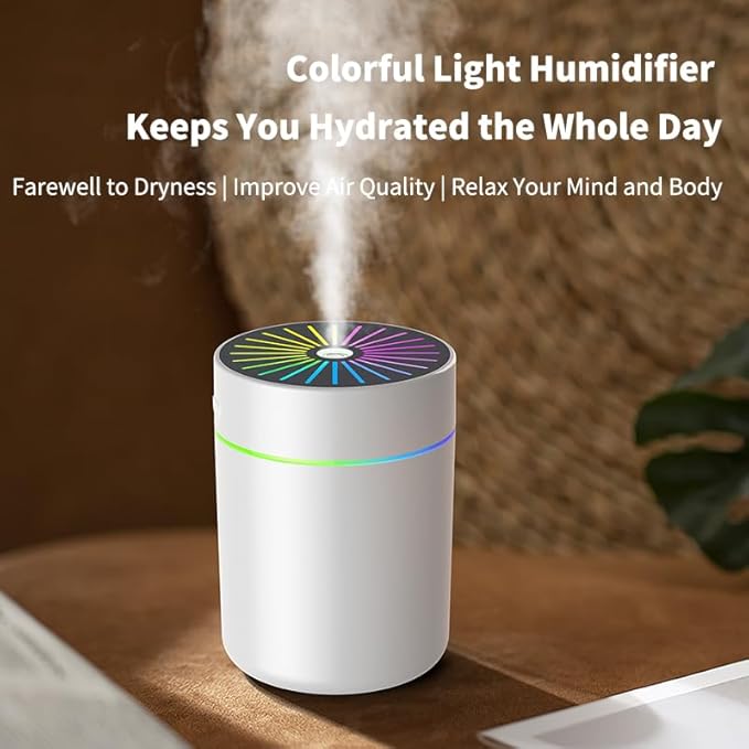 180ml Portable Small Humidifier with Colorful LED Night Light, USB Personal Desktop Humidifier for Car Home Office Travel, Auto Shut-Off, 2 Mist Modes, Super Quiet - Image 5