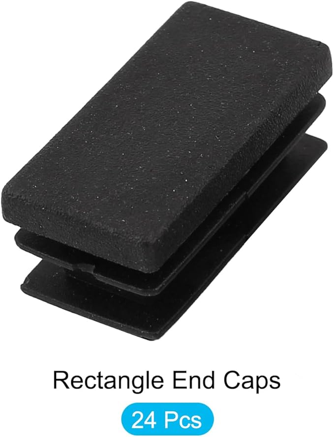 METALLIXITY Rectangle End Caps (30 x 15mm) 24Pcs, Plastic Rectangle Tube Inserts Threaded End Blanking Caps Protector - for Furniture Table Chair Legs, Black - Image 5