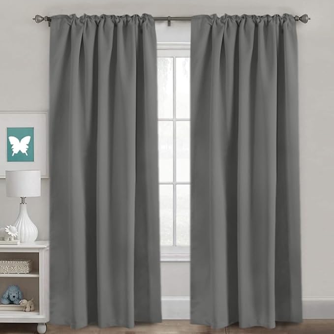 H.VERSAILTEX Blackout Curtains Thermal Insulated Window Treatment Panels Room Darkening Blackout Drapes for Living Room Back Tab/Rod Pocket Bedroom Draperies, 52 x 96 Inch, Bluish Gray, 2 Panels - Image 2