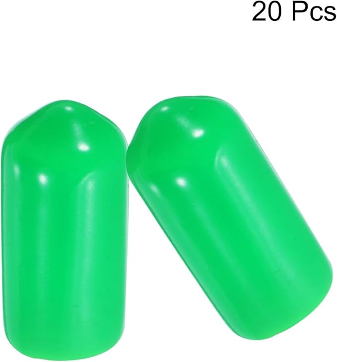 uxcell 20pcs Rubber End Caps 9.5mm(3/8") ID Vinyl PVC Round Tube Bolt Cap Cover Screw Thread Protectors Green - Image 2