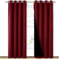 NICETOWN 100% Blackout Cold Blocking Curtains with Black Liner Backing, Thermal Insulated Curtains for Living Room, Noise Reducing Drapes, Burgundy Red, 52 inches x 84 inches Per Panel, Set of 2 by NICETOWN