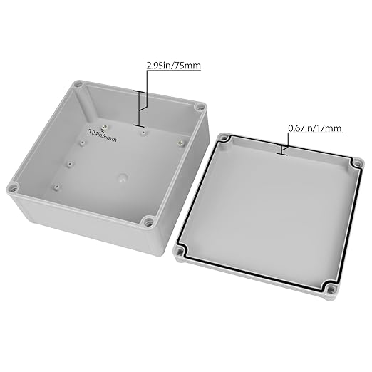 Junction Box，7.9"x 7.9"x 3.7" Outdoor Electrical Box with Mounting Plate, IP67 Dustproof Waterproof ABS Plastic Project Box, DIY Electrical Enclosure Gray (200x 200x 95 mm) - Image 3