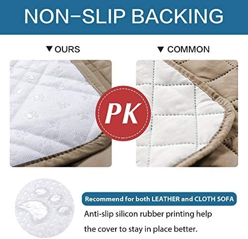 H.VERSAILTEX 100% Waterproof Sofa Slipcover Washable Loveseat Cover for 2 Cushion Cover Non-Slip Furniture Protector with Puppy Paw Silicone Backing Couch Cover for Pets Dogs (Loveseat, Brown) - Image 7
