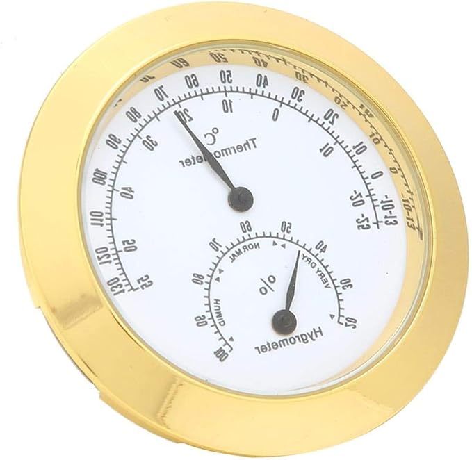 Tbest Guitar Analog Hygrometer,Round Alloy Digital Thermometer Hygrometer Humidity Temperature Meter for Violin Guitar Case for Indoor and Outdoor - Image 5