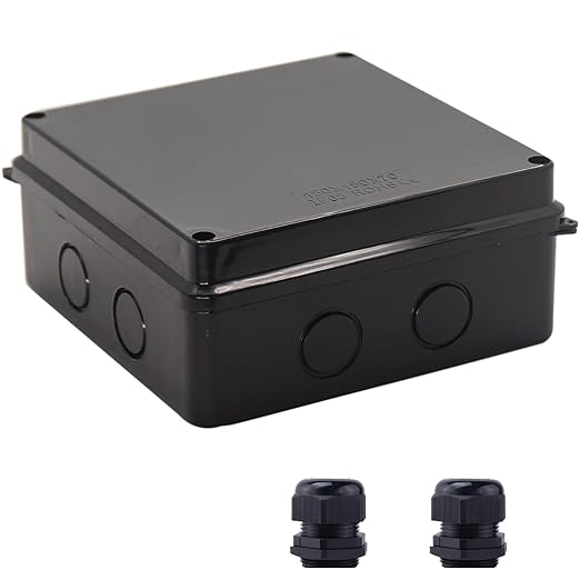 Junction Box, Reserved Holes Electrical Boxes Waterproof IP65 ABS Plastic Electrical Power Cord Enclosure Project Box Black 5.9 x 5.9 x 2.8 inch(150x150x70mm) by LuSumtly