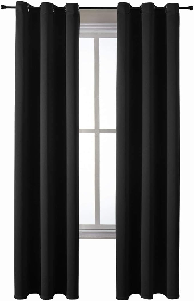 ChrisDowa Grommet Blackout Curtains for Bedroom and Living Room - 2 Panels Set Thermal Insulated Room Darkening Curtains (Black, 42 x 84 Inch) - Image 7