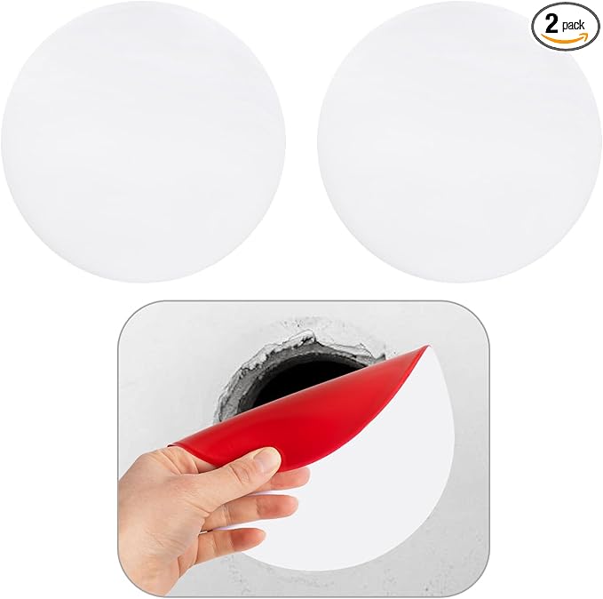 Rubber Bond Self-Adhesive Rubber Wall Outlet Cover Plate 2 Pack - Easy to Apply Peel & Stick Drywall Hole Patch - 7 Inch Round Screwless Blank Wall Plate Cover - Premium Rubber Wall Hole Cover (White) by RubberBond