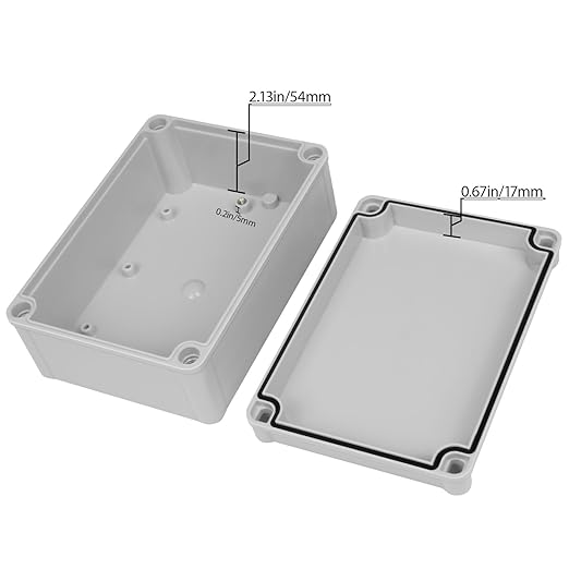 Junction Box, 6.9"x 4.9"x 3"(2 Pack) Outdoor Electrical Box with Mounting Plate, IP67 Dustproof Waterproof ABS Plastic Project Box, DIY Electrical Enclosure Gray (175x 125x 75 mm) - Image 3