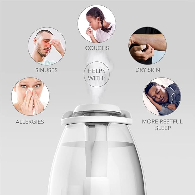 Sharper Image UHT1-SI Ultrasonic Cool Mist Humidifier, 0.4 Gallon (1.5L) Water Tank, 2 Settings, Auto Shut-Off, 360° Rotatable Nozzle, Illuminated Touch Control, LED Nightlight, Ash Woodgrain - Image 5