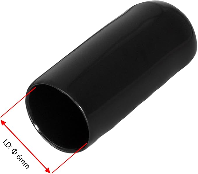 20 PCS Black Round Vinyl Rubber End Caps Kits, Flexible Screw Thread Protectors Safety Cover for Metal Tubing Rod Bolt, 6mm (6/25 inch) - Image 2