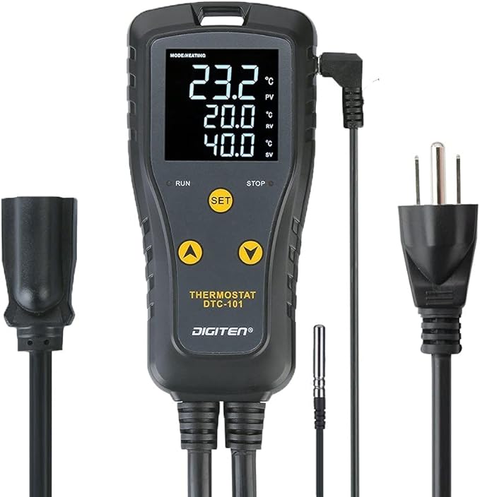 DIGITEN DTC101 Temperature Controller Digital Heat Mat Thermostat Greenhouse Thermostat Outlet Heating Cooling Temperature Control Seedlings Germination Rooting Fermentation Reptiles by DIGITEN