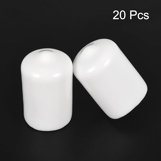 uxcell 20pcs Rubber End Caps 14mm(9/16") ID Vinyl Round End Cap Cover Screw Thread Protectors White - Image 2