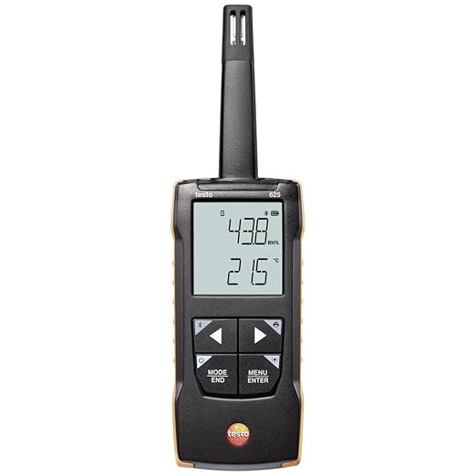 Testo 625 Hygrometer – Digital Humidity Meter for Air Temperature and Humidity – Wet Bulb Thermometer with Calculation of Dew Point - Hygrometer Indoor Humidity with App Compatibility by TestoInc